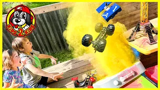 Monster Jam & Hot Wheels Monster Trucks SMOKIEST OBSTACLE COURSE🌋 Sharks & Volcano Eruption!