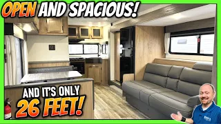 Only 26ft with Sofa, Bed, AND Dinette • NO Murphy! 2024 Grey Wolf 22CE Travel Trailer