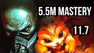 URGOT vs GNAR (TOP) | 10/0/5, 5.5M mastery, 1700+ games, Legendary | BR Diamond | v11.7