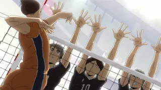 Azumane Asahi's Powerful Incomplete Spike Vs 3 Blockers | Haikyuu!! To the Top