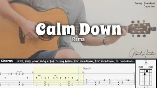 Calm Down - Rema | Fingerstyle Guitar | TAB + Chords + Lyrics