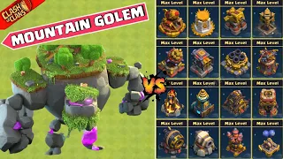 Mountain Golem Vs All Defences of Clan Capital l Clash of Clans l Clashflict