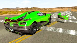 Cars vs 100 Speed Bumps #022– BeamNG Drive Crashes | BurnOut Blast