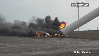 BREAKING: Tornado Destroys Prescott, Iowa Wind Turbines, Fire Ensues