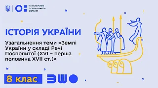 8 клас. Історія України. Узагальнення «Землі України у складі Речі Посполитої»