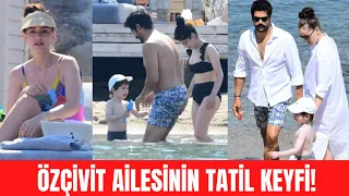 Burak Özçivit ve Fahriye Evcen oğulları Karan ile tatilde! Fahriye Evcen denize hiç girmedi!