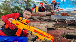 Chasing Dangerous Criminals | Squad Spiderman SEAL X Nerf Batlle Gun Fight