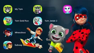 Miraculous Ladybug, Talking Tom Gold Run, Talking Tom Jetski 2, Subway Surfers, Android Gameplay