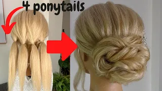 Easy messy bun hairstyle - Bridal hair tutorial for long hair