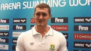 Cameron Van der Burgh at the Press Conference of Fina Arena Swimming WC (Dubai)