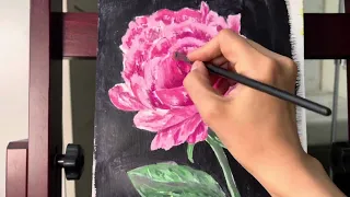 DIY Acrylic painting flower. Peony. #diy #painting #acrylicpainting  #peony