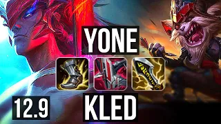 YONE vs KLED (TOP) | 8/1/5, 7 solo kills, 300+ games, Dominating | EUW Master | 12.9