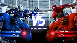 Iron-Man & Hulk (Blue) vs Spider-Man & Hulk (Red) (Hardest AI) Marvel vs Capcom : Infinite