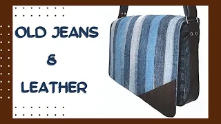 Men's messenger bag made of old jeans in casual style (with english subtitle)