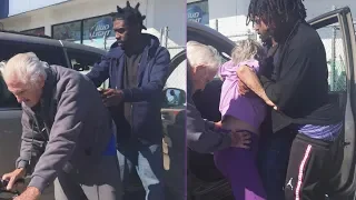 3 Men Help Elderly Couple Into Car in Touching Moment