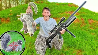 Scope Cam Squirrel Hunting with Suppressed Pellet Gun!! (CATCH CLEAN COOK)