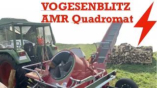 Trommelsäge mit Fahrwerk - Vogesenblitz Quadromat AMR Brennholz sägen Einsatz