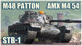 M48 Patton, AMX M4 54 & STB-1 • WoT Blitz Gameplay