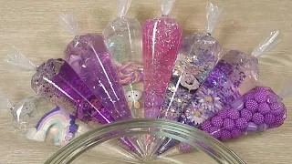 Making Slime with Purple Piping Bags | Super Glossy Slime | Satiafying and Relaxing Slime Video