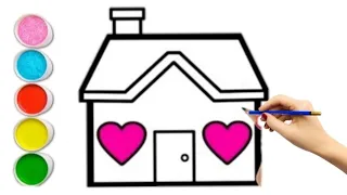 🏡❤️How to draw a cute house/House drawing and colouring step by step/Easy drawing for kids/Rita Arts