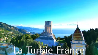 Flying Over Monaco and La Turbie 4K Fly Nature Relaxing Music Medieval Town Mediterranean Sea Views