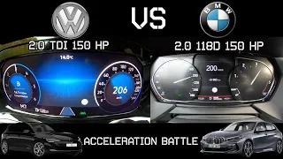 Volkswagen Golf 8 vs BMW 1 Series Comparison Speed | Acceleration Battle