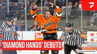 Diamond Hands Makes Memorable ECHL Debut With Massive Hit, Fight, And Cuts A Promo Between Periods