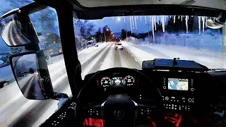 POV Driving Scania 530S V8 - The road along Gulf of Bothnia