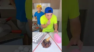 Chocolate cake vs pink cotton candy ice cream challenge! 🍨 #funny #shorts by Ethan Funny Family