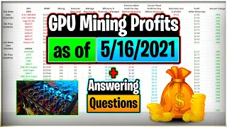 GPU Mining Profits as of 5/16/21 | Answering Questions | Twitch Recap