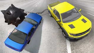 МАШИНЫ, ЯМЫ И БУЛОВА НА ЦЕПИ! Испытание для машин в игре Beamng drive. Гоша и Чич.