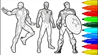 Spiderman Iron Man Captain America Coloring Pages | Coloring With Colored Markers | ABCD Surprise TV