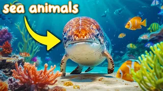 learn sea animals | Sea animals for kids | Sea creature for kids | Ocean animals names in English