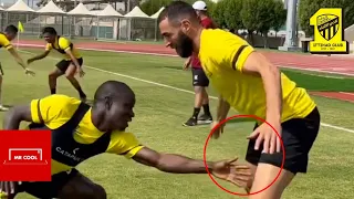 Please Don't touch 😂✋🏼 Benzema and Kante training with Al Ittihad