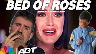 Golden Buzzer: Simon Cowell Crying To Hear The Song Bed Of Roses Homeless On The Big World Stage