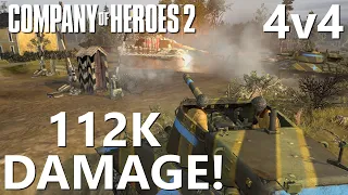 112k Damage! EPIC 4v4 CoH2 Match - (Company of Heroes 2)