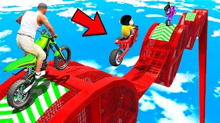 SHINCHAN AND FRANKLIN TRIED THE IMPOSSIBLE CURVY BRIDGE BOOSTER PARKOUR CHALLENGE GTA 5