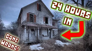 (ATTACKED) 24 HOUR OVERNIGHT CHALLENGE IN ABANDONED HAUNTED HOUSE! // SNEAKING INTO HAUNTED HOUSE!