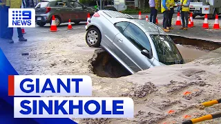 Gold Coast sinkhole swallows car | 9 News Australia