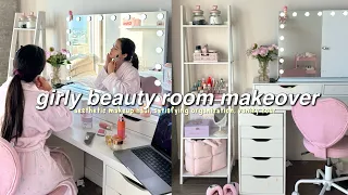 my dream makeup room transformation 🎀 satisfying organization, huge PR haul, setting up vanity