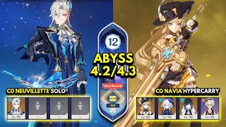 C0 Neuvillette Solo & C0 Navia Hypercarry | Spiral Abyss 4.3 Floor 12 9 Stars | Genshin Impact 4.3