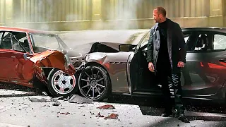 Jason Statham destruye el auto de Vin Diesel | Rápidos y furiosos 7 | Clip en Español