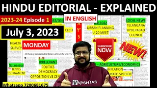 HINDU EDITORIAL DAILY | July 3 | Monday | The Hindu news paper analysis daily | Vysh IAS Hindu news