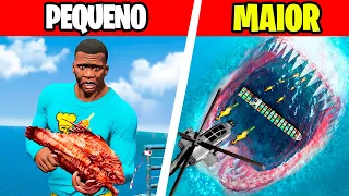 TENTANDO SOBREVIVER DO PEQUENO AO MAIOR MONSTRO MARINHO NO GTA 5