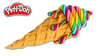 How to Make a Rainbow Play Doh Ice Cream Cone Swirl | Fun & Easy DIY Play Dough Crafts!