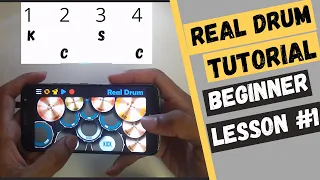 Real Drum Tutorial For Beginners| Real Drum Tutorial Beginner Lesson #1 | How To Play Real Drum App