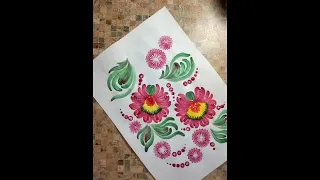 Майстер клас -  Рожеві квіти. Петриківський розпис.  Drawing lessons. Draw flowers