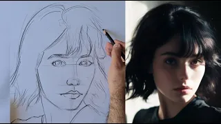 Drawing a girl with dark  hair | draw fast and easy