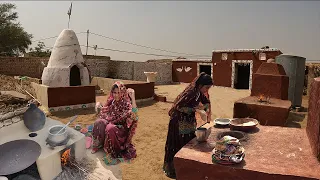 Village life of Pakistani Hindu women in Beautiful Mud house | Cooking okra for Lunch on Tandoor