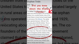 Orphan Trains #losthistory #orphans #didyouknow #welfare  #homeless #ushistory